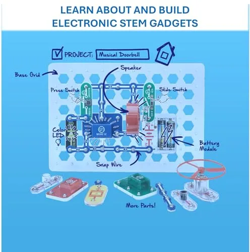 Snap Circuits Jr. SC-100 Robotics STEM Kit offers 100 engaging projects with a full-color guide, providing an educational and interactive learning experience for kids.