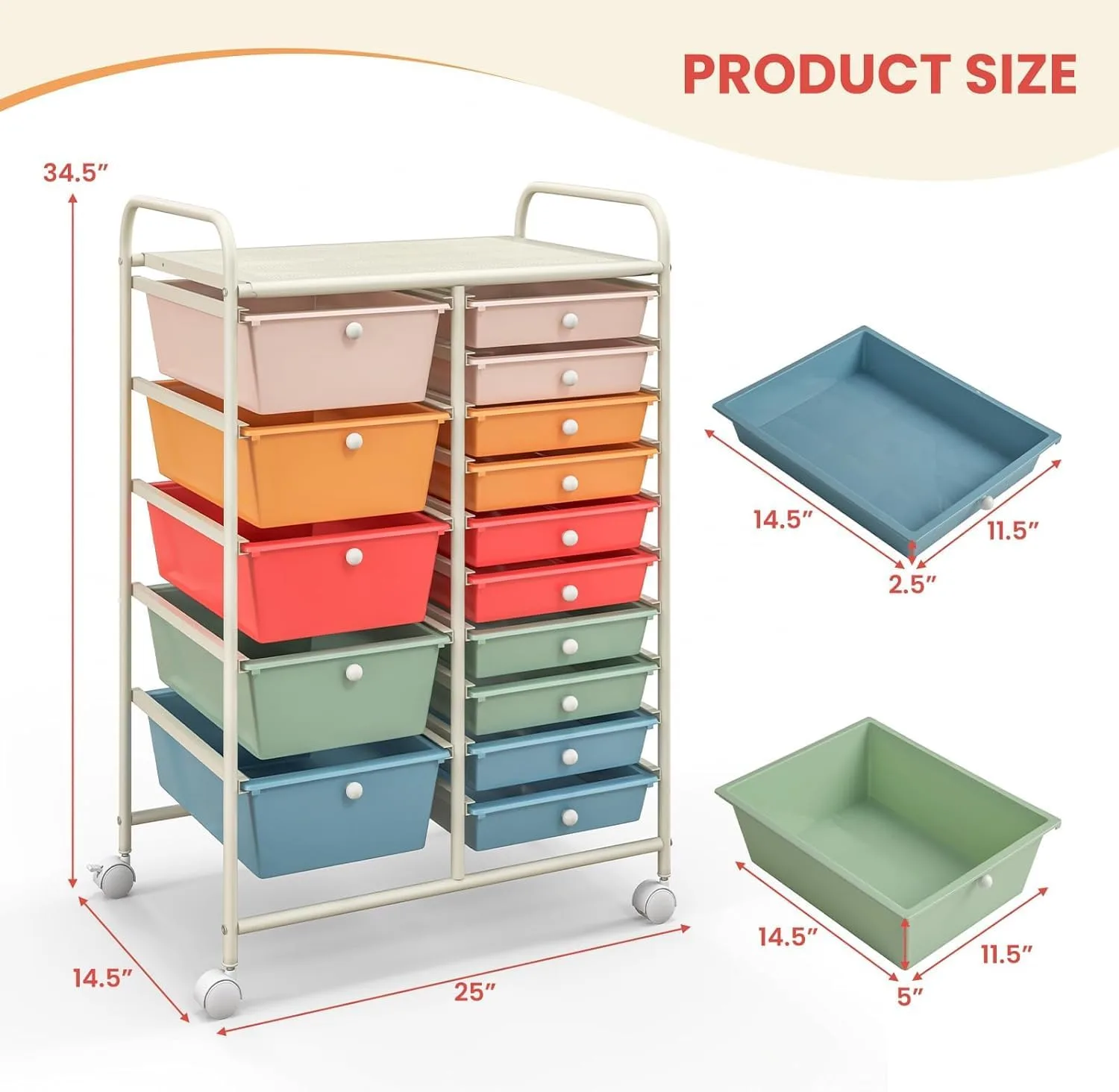 Efficient Classroom Organization: 15-Drawer Rolling Storage Cart for Art and Craft Supplies, Maximizing Space and Accessibility