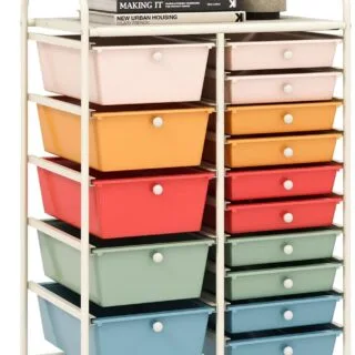 15-Drawer Storage Cart for Classroom Organization and Art Supplies - Enhance creativity and efficiency with this colorful cart, perfect for classrooms.