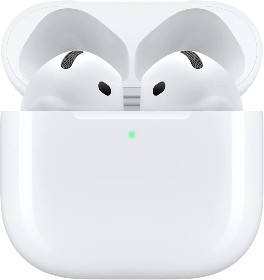 Apple AirPods 4: Optimal Bluetooth Earbuds Designed for Educators, Featuring Advanced Spatial Audio Technology for Enhanced Listening Experience.