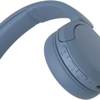 Blue Sony WH-CH520 Bluetooth headset offers educator-friendly, on-ear wireless audio with a built-in microphone for seamless communication.