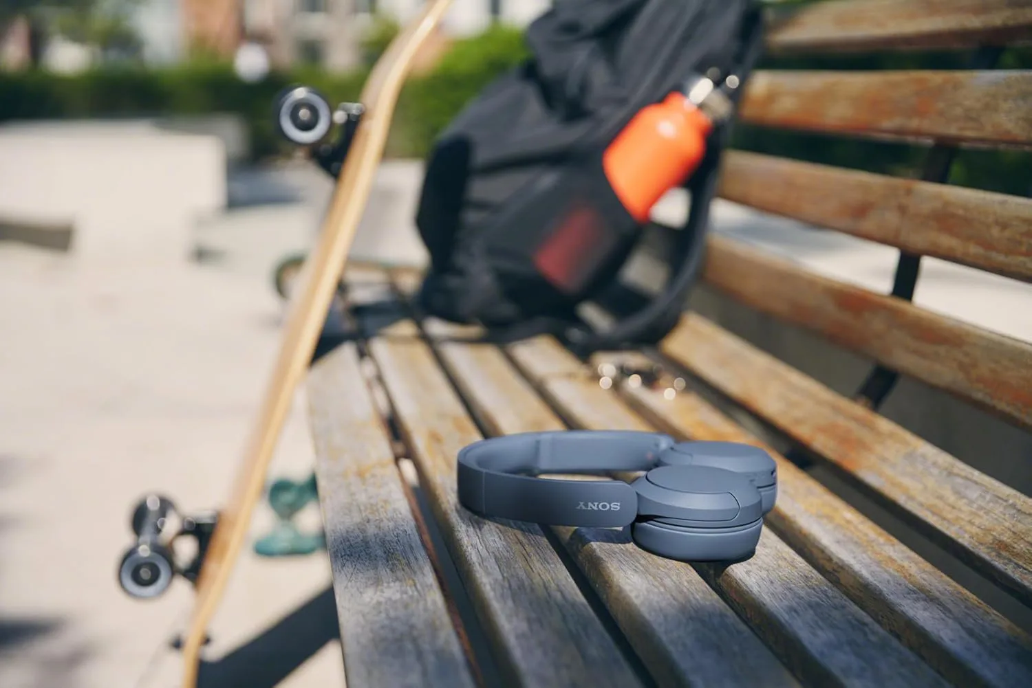 Sony WH-CH520 Blue Bluetooth On-Ear Headset designed for educators; offering superior sound, comfort, and wireless convenience for teaching environments.