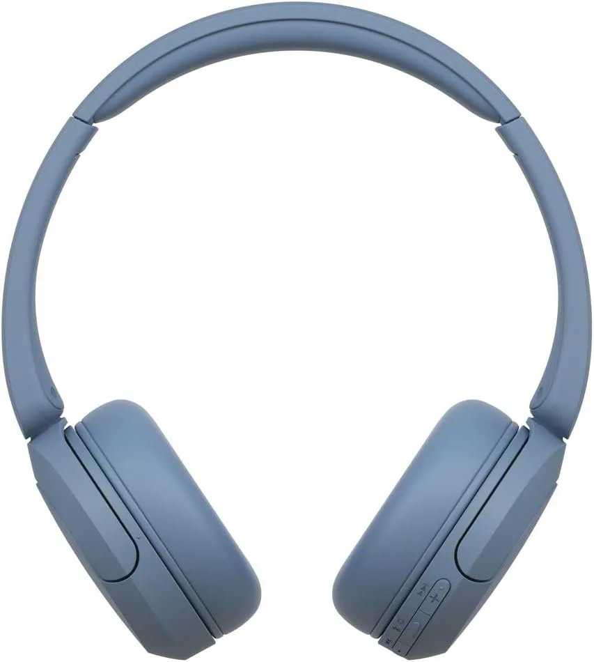 Optimized Alt Text: Blue Sony WH-CH520 Bluetooth on-ear headset with mic, ideal for educators seeking wireless audio technology for enhanced teaching experiences.