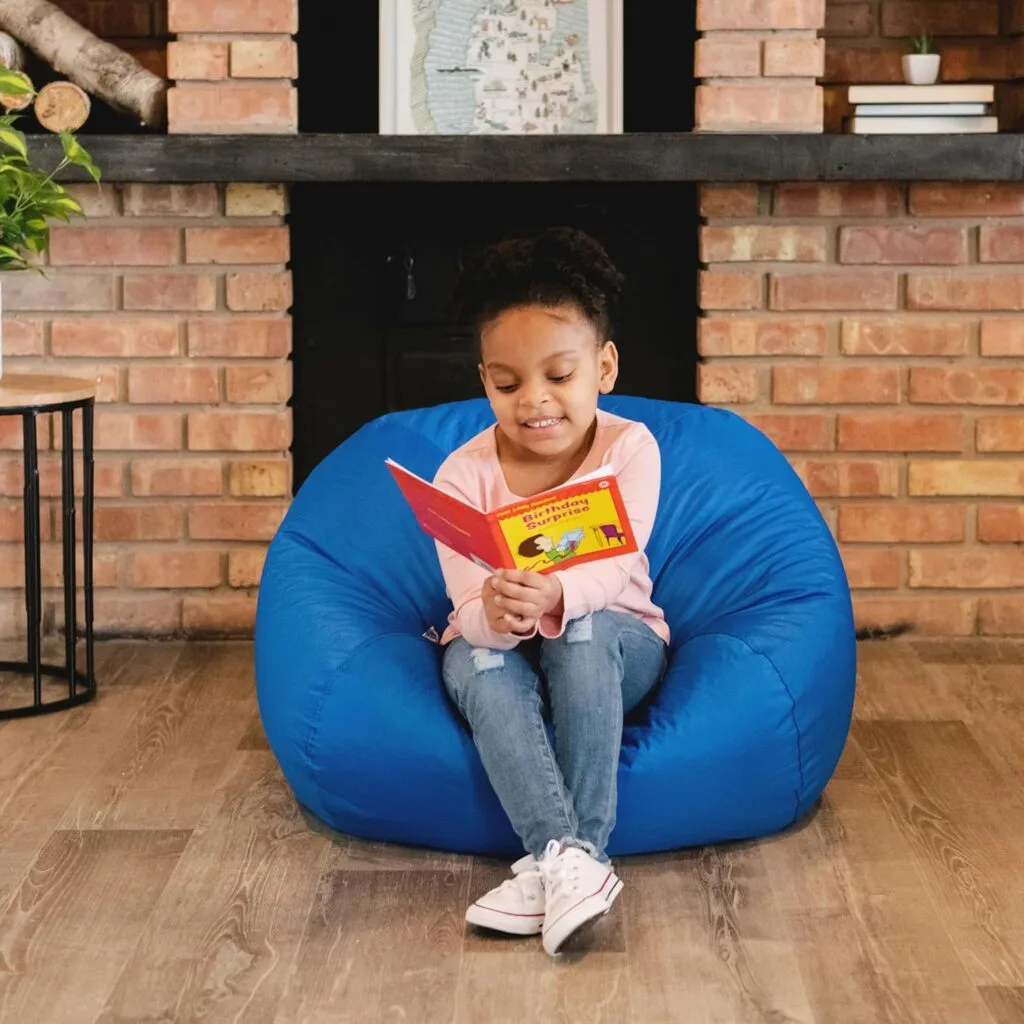 Sapphire Blue Bean Bag Chair, 2ft Round – Perfect Durable Seating Option for Cozy Classroom Environments