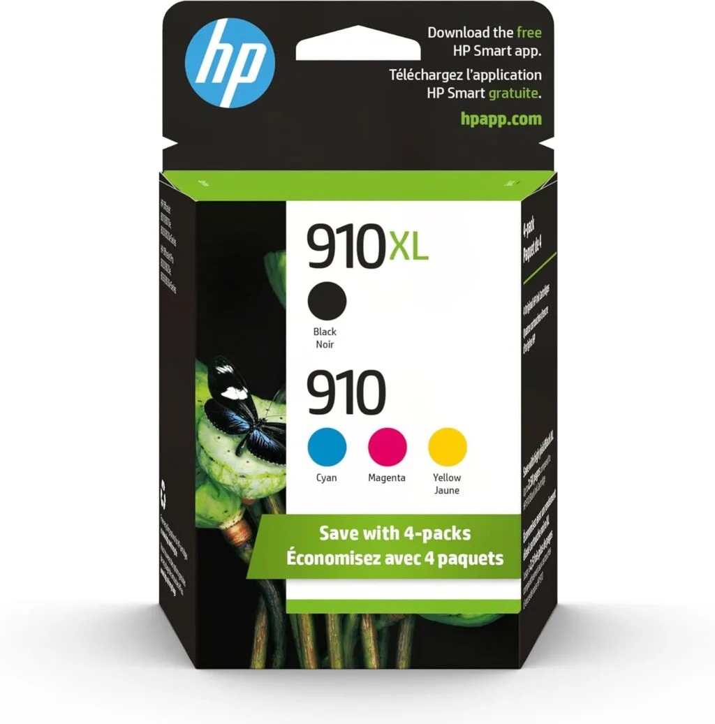 HP 910/910XL Ink Pack for OfficeJet 8010 – Cyan, Magenta, Yellow, Black - Perfect for Professional Printing and Office Stationery Needs