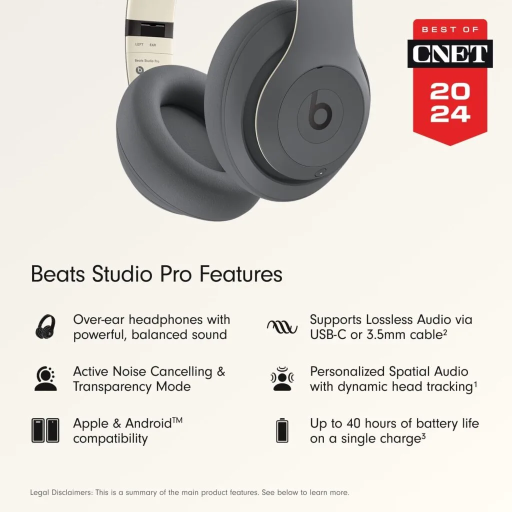 High-Quality Over-Ear Wireless Headphones: 40 Hours Battery Life, Active Noise Cancelling, Ideal for Educators Seeking Comfort and Enhanced Audio Experience.