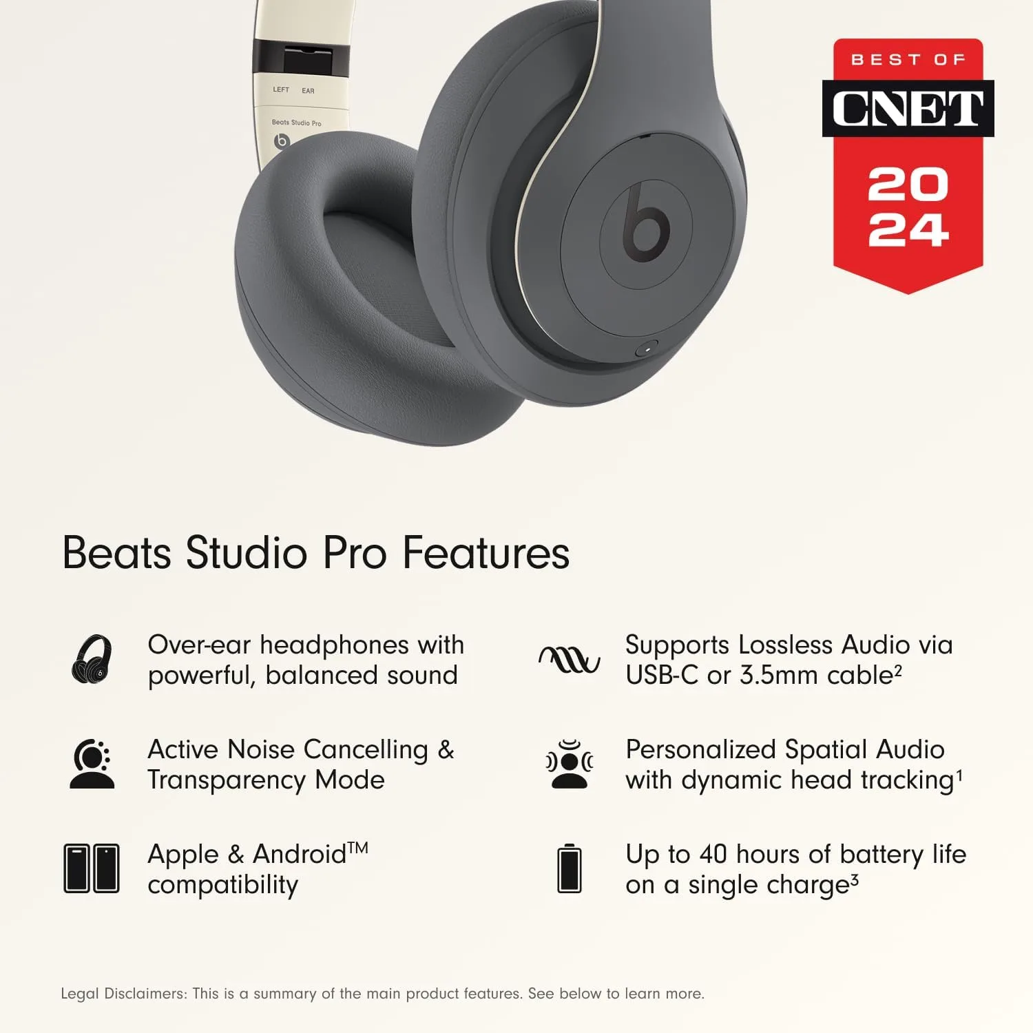 High-Quality Over-Ear Wireless Headphones: 40 Hours Battery Life, Active Noise Cancelling, Ideal for Educators Seeking Comfort and Enhanced Audio Experience.