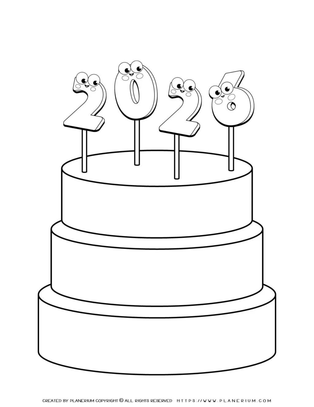 Printable Birthday Cake Outline Template for Kids' Crafts and Coloring 2026: Perfect for Fun, Creative Activities and Learning at Home and School.