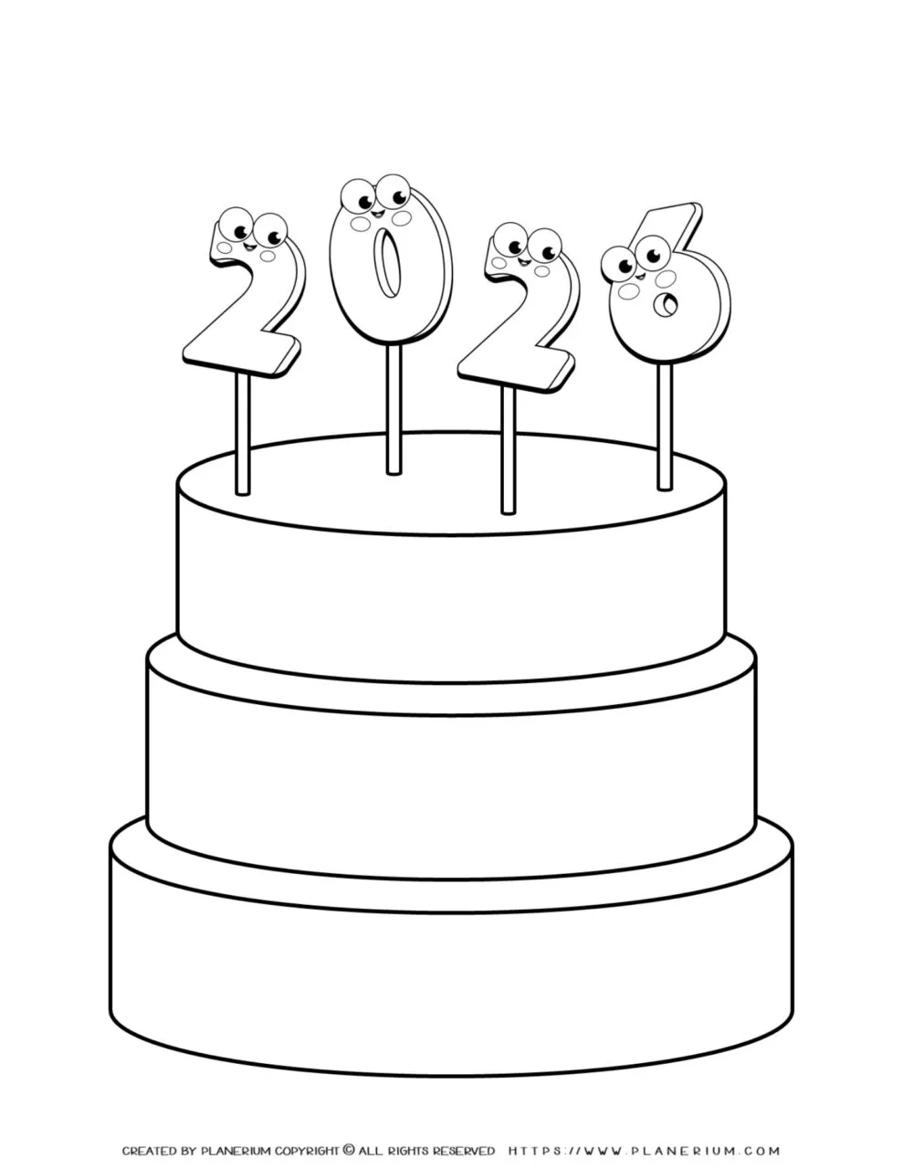 Printable Birthday Cake Outline Template for Kids' Crafts and Coloring 2026: Perfect for Fun, Creative Activities and Learning at Home and School.