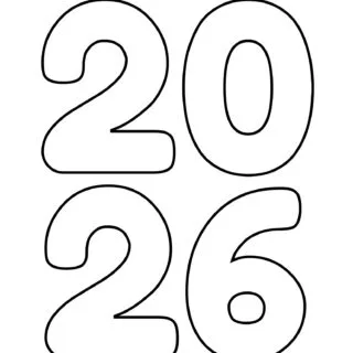 Printable 2026 Coloring Page for Kids: Engage with a Fun, Bold Outline Activity Featuring Colorful Numbers for Creative Child Entertainment