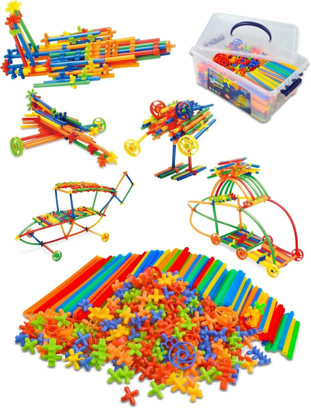 STEM Construction Kit: 600-Piece Straw Set for Classroom Learning and Creative Play, Enhance Hands-On Education in Engineering Skills