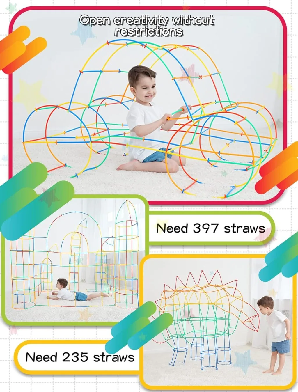 STEM Engineering Kit: 600-Piece Straw Construction Set for Classroom Education and Interactive Learning Activities