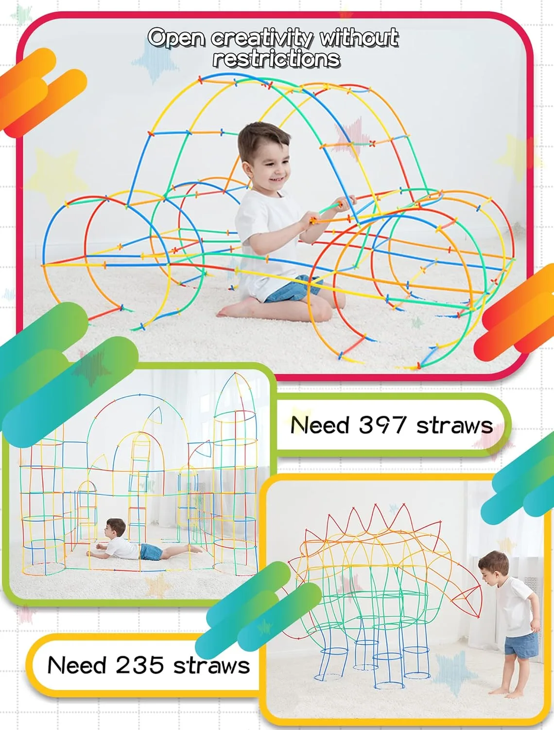 STEM Engineering Kit: 600-Piece Straw Construction Set for Classroom Education and Interactive Learning Activities