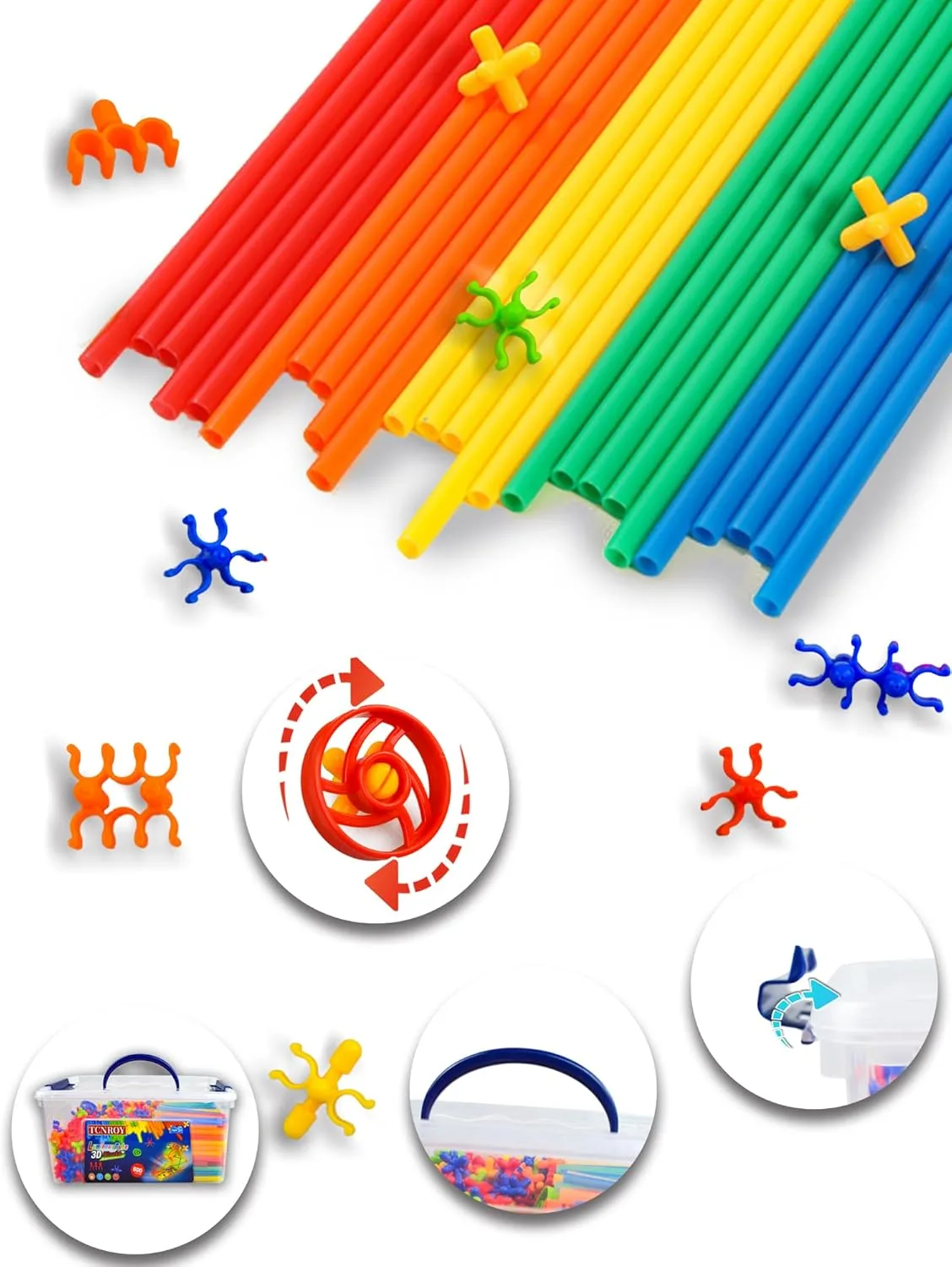 Engage in educational play with this 600-piece STEM engineering kit, designed to promote hands-on learning through creative straw constructions.