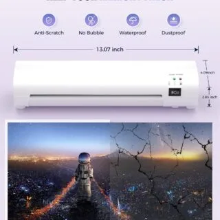 9-inch anti-jam all-in-one A4 laminator and trimmer designed for teachers and schools, ideal for enhancing classroom materials and presentations.