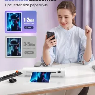 9-inch all-in-one laminator perfect for teachers and schools, featuring anti-jam technology and an A4 thermal sealing trimmer. Ideal for classroom use.