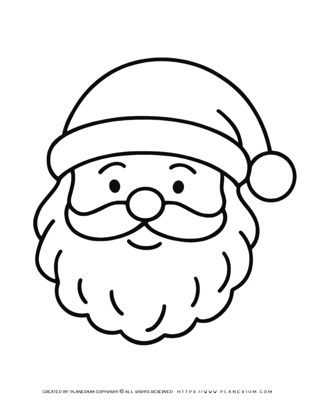 Printable Santa Face Coloring Page for Kids: Enjoy Festive Holiday Fun with this Cute Santa Claus Design. Perfect for Creative Family Activities!