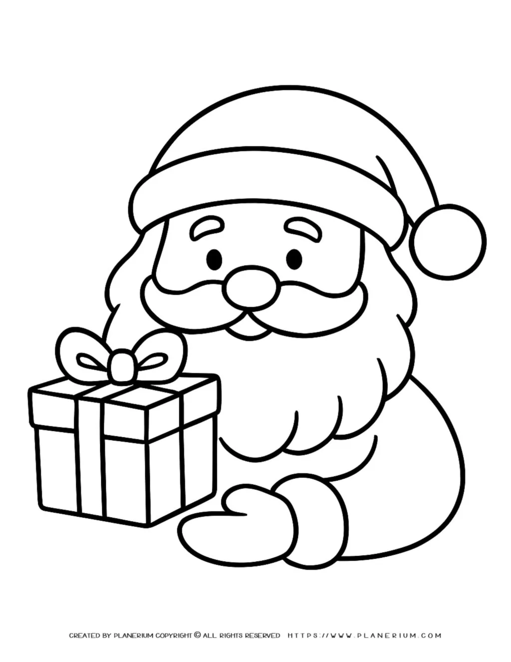 Adorable Santa Claus Gift Coloring Page for Children's Printable Activity - Perfect for Engaging Holiday Fun and Creative Learning