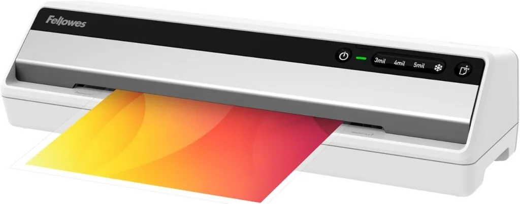 Explore the Fellowes Saturn Laminating Machine with a 12.5-inch starter kit, perfect for enhancing classroom and home projects with professional-quality laminating.