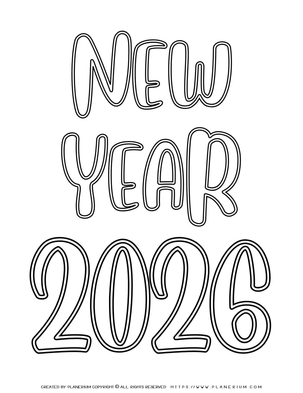 Engage kids with a fun 2026 New Year coloring page. This printable activity promotes creativity and is perfect for holiday entertainment.