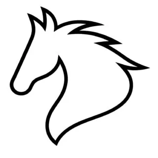 Minimalist horse head outline coloring page for kids, featuring a simple and engaging design, perfect for fostering creativity and artistic expression.