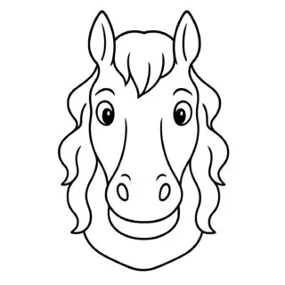 Engage children with a fun horse coloring sheet, featuring a cheerful horse face designed to inspire creativity and enhance motor skills.