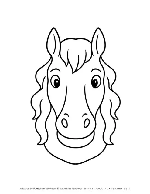 Smiling Horse Face Coloring Sheet for Kids