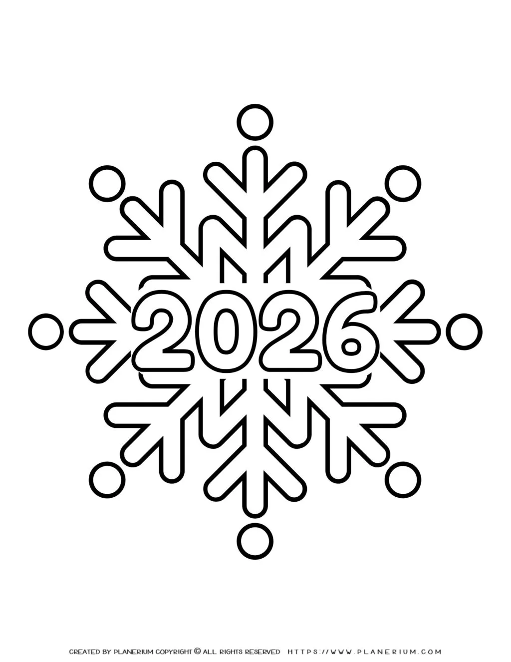 Enhance your child's winter creativity with this printable snowflake coloring page, perfect for New Year fun and educational seasonal activities.