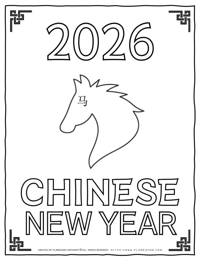 Year of the Horse 2026 Fun Printable Activity Sheet for Kids