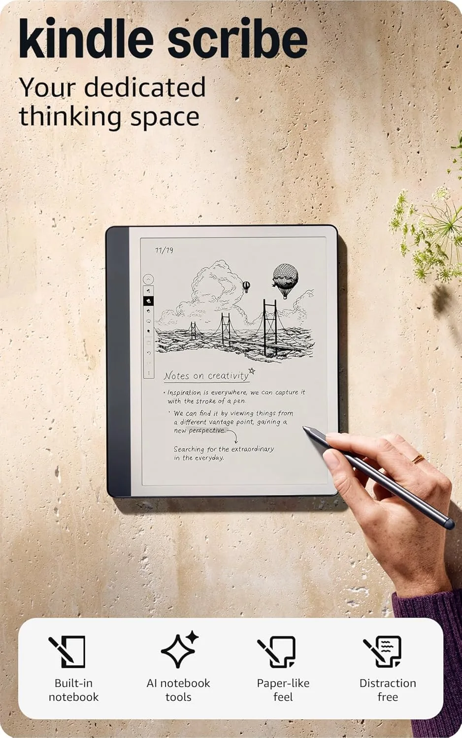 Discover the Amazon Kindle Teachers Scribe 64GB eBook Note Companion, featuring a user-friendly interface for seamless reading and note-taking.
