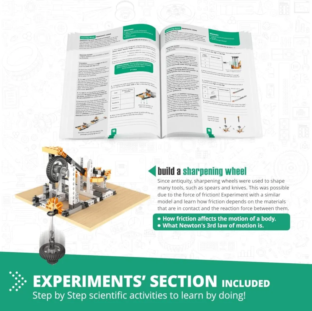 Engino STEM Physics Experiment Set focuses on inertia, friction, and circular motion, providing educators with an essential hands-on learning resource.