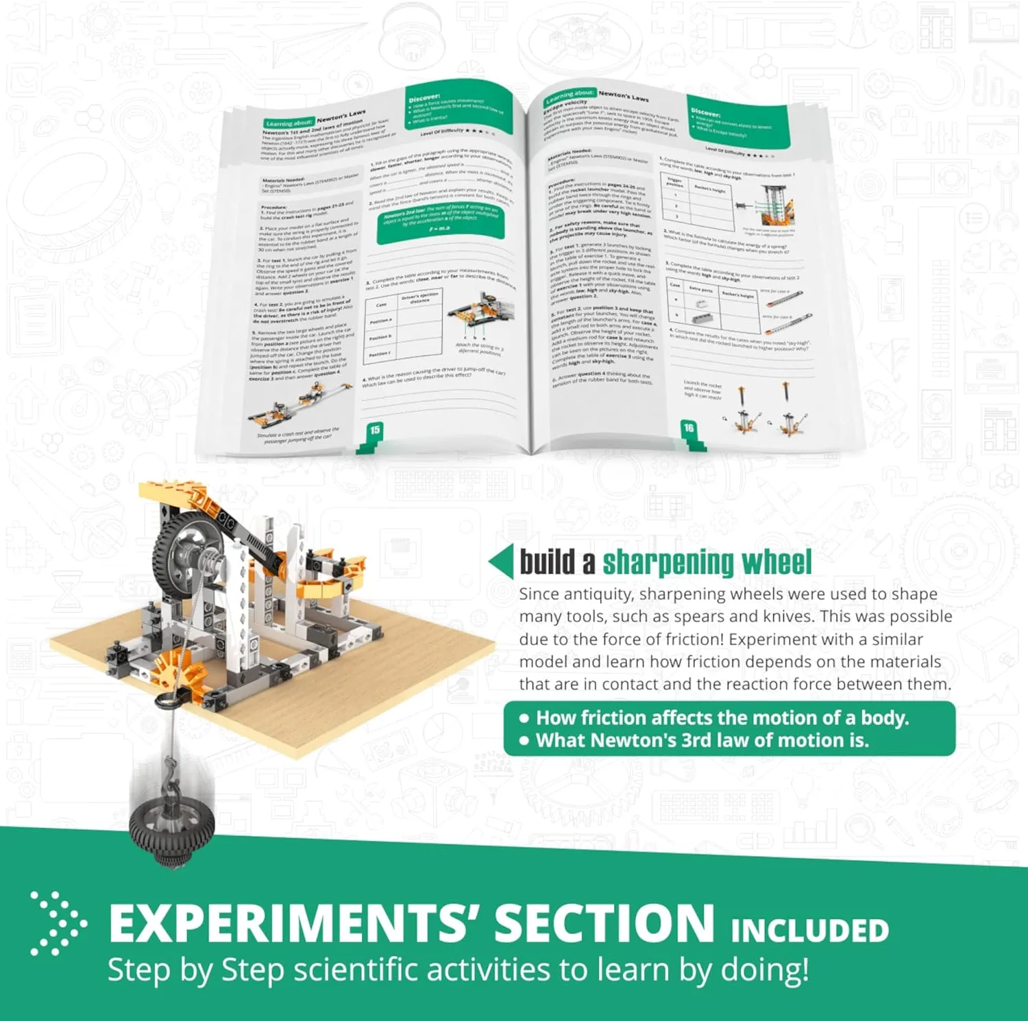 Engino STEM Physics Experiment Set focuses on inertia, friction, and circular motion, providing educators with an essential hands-on learning resource.