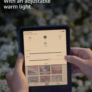 Premium e-reader resembling Kindle Oasis, featuring a 16GB color display and adjustable warm light for an enhanced reading experience.