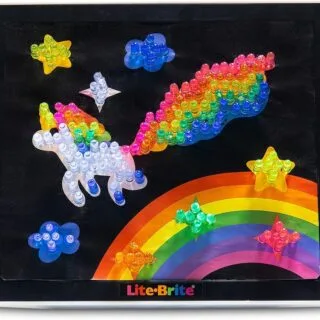 Alternative text: Classic Lite-Brite retro toy designed for creative art projects and light-based learning, encouraging imagination and fine motor skills.