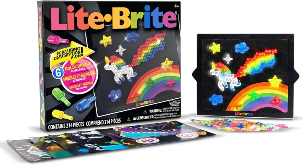 Classic Lite Brite retro toy for creative light art. Ideal for STEM education and hands-on learning. Perfect display for artistic expression and fun.