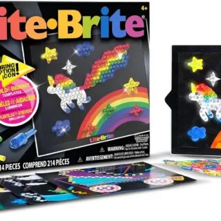 Classic Lite Brite retro toy for creative light art. Ideal for STEM education and hands-on learning. Perfect display for artistic expression and fun.