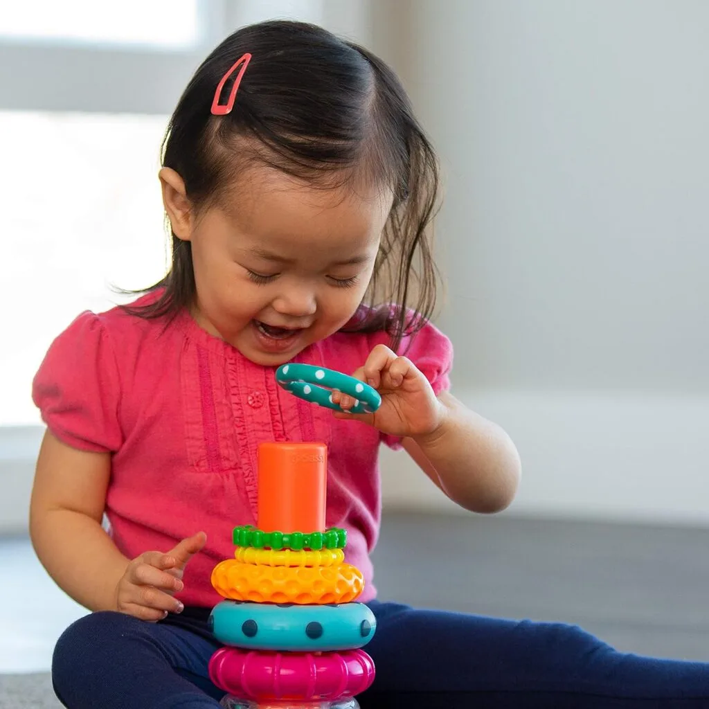 Colorful circle stack rings educational toy for ages 6+, promoting STEM learning and creative building skills with vibrant design and interactive play.