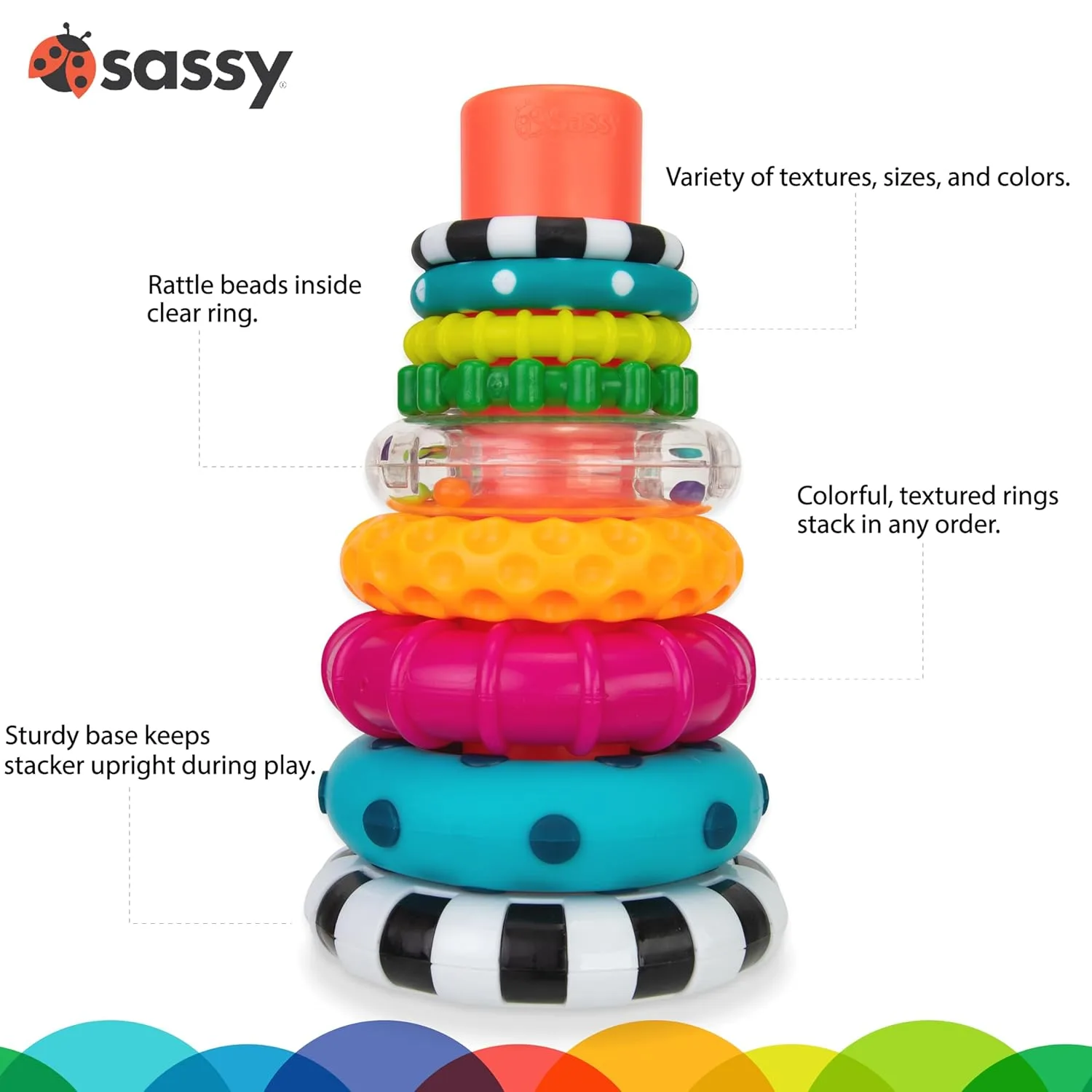 Engaging STEM learning toy featuring a Creative Stacks of Circles Ring Set designed for ages 6 and up, promoting decorative educational play.