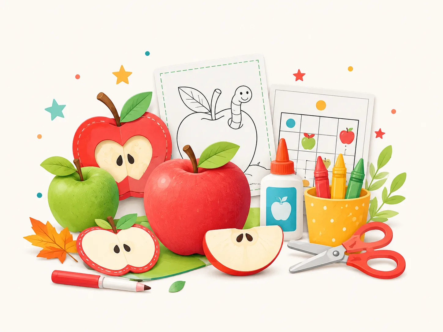 Apple Crafts, Coloring Pages & Activities for Kids