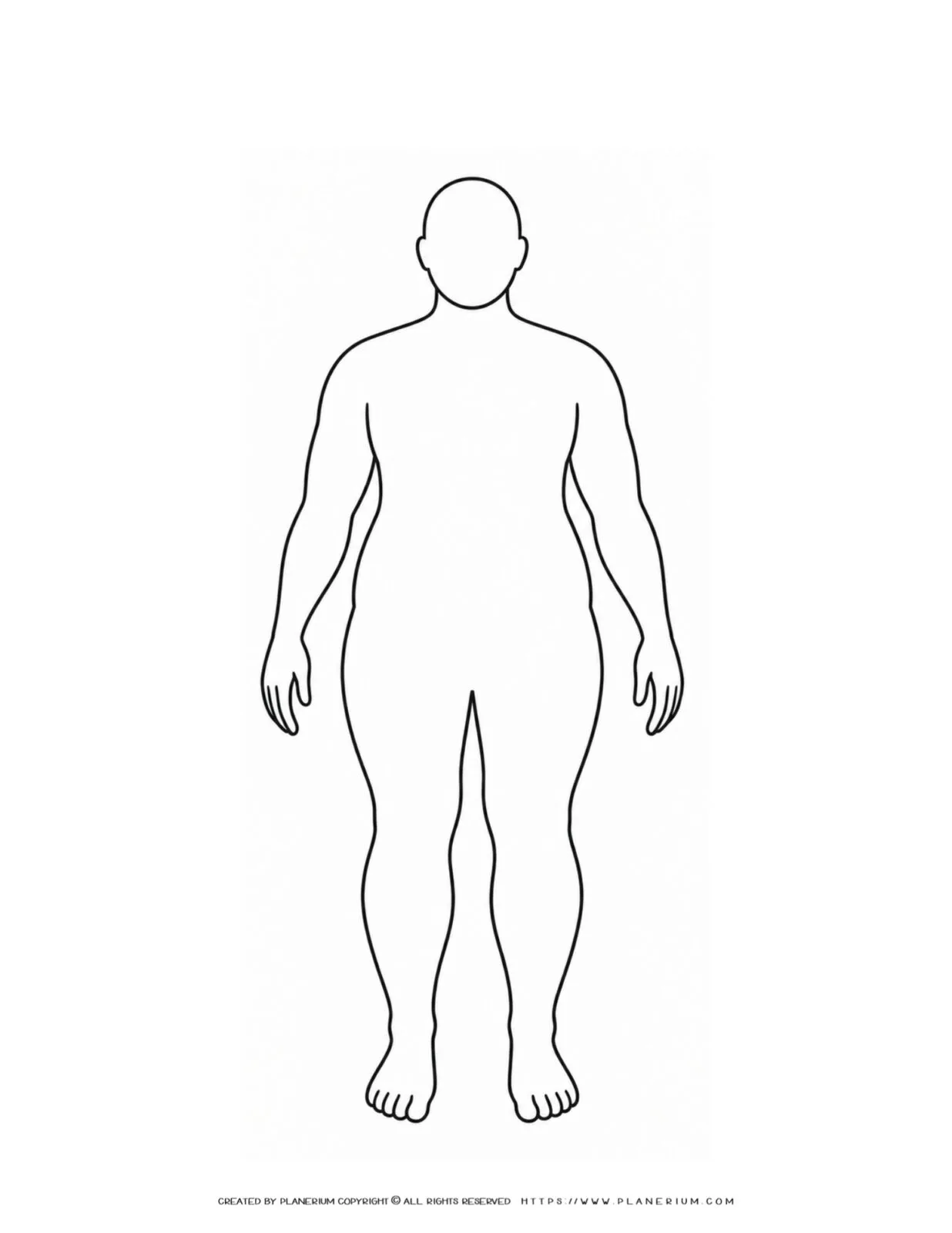 Blank plus size body outline template for kids to color and label