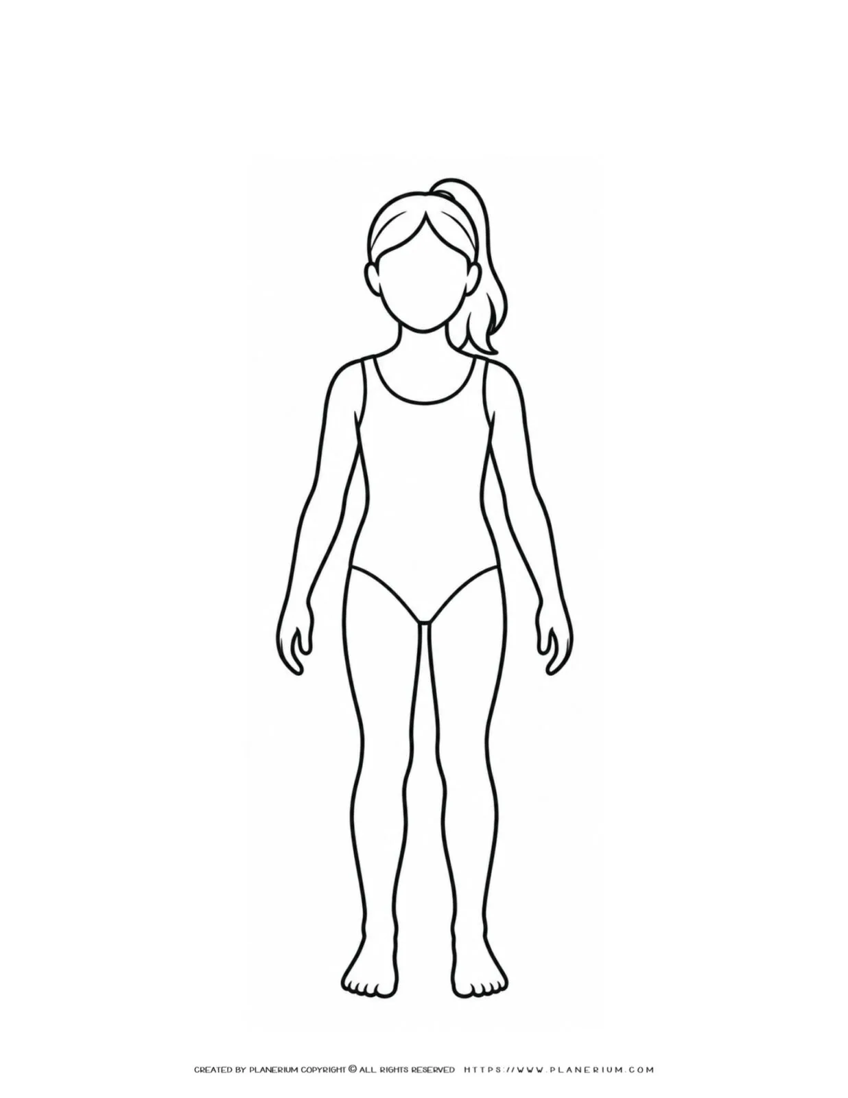Preteen girl figure wearing a simple leotard for art and clothing design activities