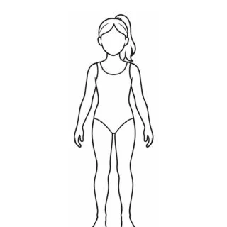 Preteen girl figure wearing a simple leotard for art and clothing design activities