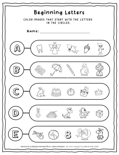 English Alphabet Beginning Sounds | Worksheet for Kindergarten and Grade 1