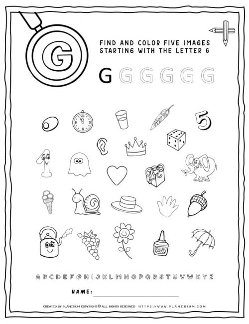 English Alphabet Worksheet - G Letter | Planerium