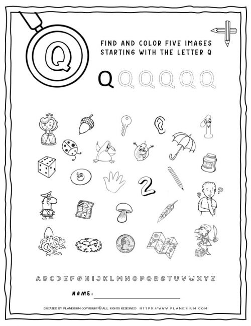 English Alphabet Worksheet - Q Letter | Planerium