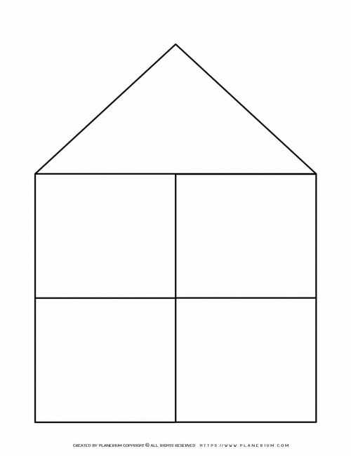 Graphic Organizer Templates - House Chart Four Notes | Planerium