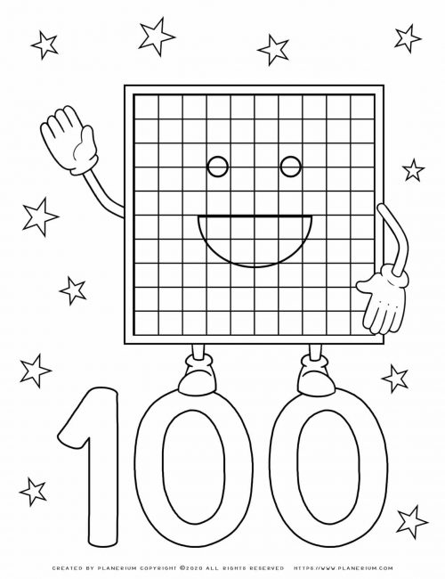 Number Coloring Pages - 100 | Free Printables | Planerium