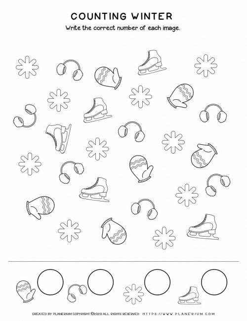 Winter Worksheet - Counting Objects - Free Printable | Planerium