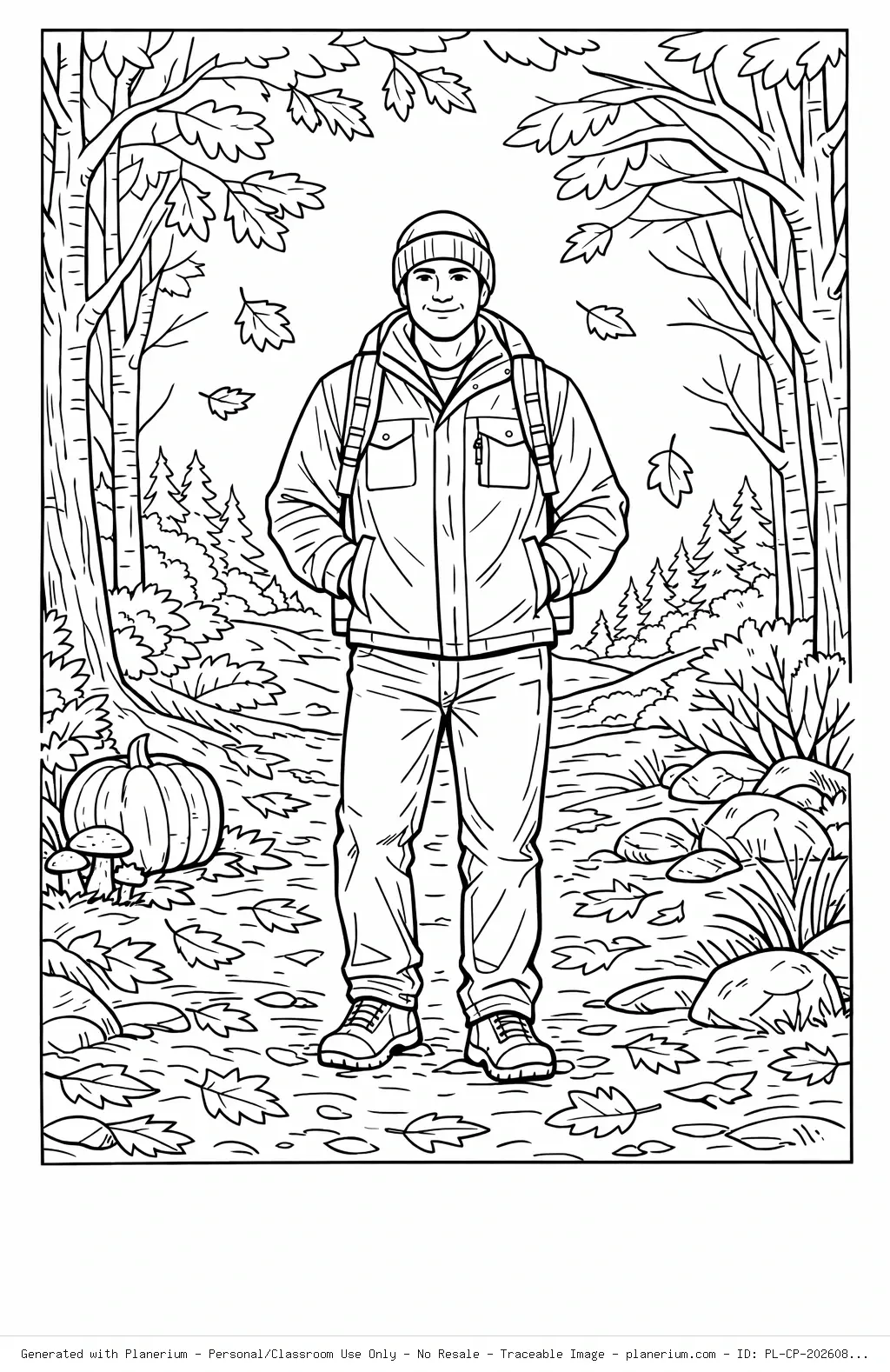 Adult Forest Fall Coloring Page