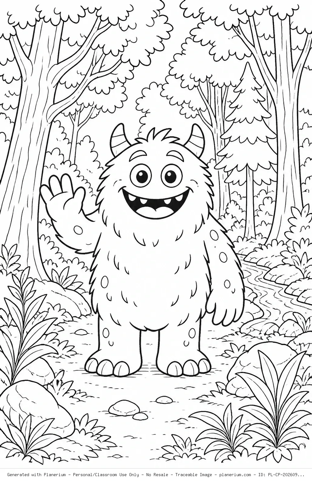 Friendly Monster Forest Coloring Page
